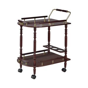 G3512 - 2-Tier Serving Cart -Merlot And Brass - ReeceFurniture.com