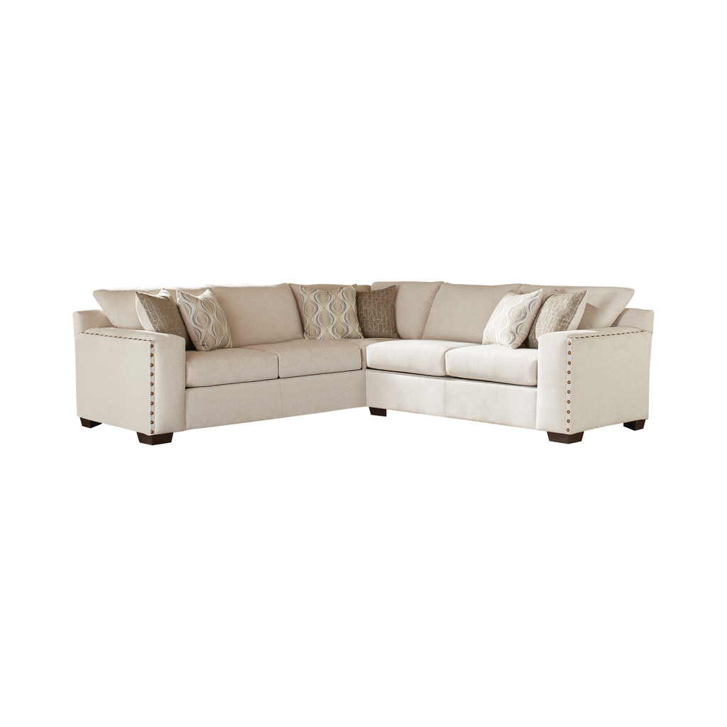 G508610 - Aria L-Shaped Sectional With Nailhead - Oatmeal - ReeceFurniture.com