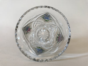 999196 Small Glass With 4 Diamond Cut Satined Panels Of Painted Flowers, Bohemian Glassware, Antique, - ReeceFurniture.com - Free Local Pick Ups: Frankenmuth, MI, Indianapolis, IN, Chicago Ridge, IL, and Detroit, MI