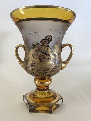 910249 Amber Over Crystal Urn With Handles, Exbor Pen Sketch Lady & Man - ReeceFurniture.com