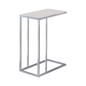 G900250 - Glass Top Accent Table - Chrome And White - ReeceFurniture.com