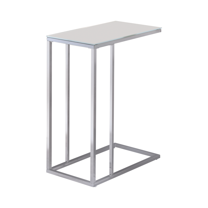 G900250 - Glass Top Accent Table - Chrome And White