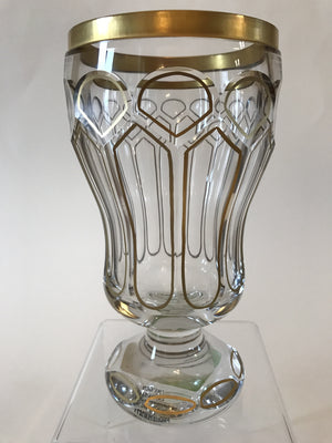 629187 Crystal Glass with 10 Cut Panels, Each with Thin Gold Lines in Cuts & Cut Rim with Gold Border, Bohemian Glassware, Rimpler, - ReeceFurniture.com - Free Local Pick Ups: Frankenmuth, MI, Indianapolis, IN, Chicago Ridge, IL, and Detroit, MI