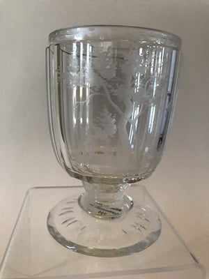 999244 Crystal Glass With Stem With 14 Cut Flat Sides & Engraved Man & Woman & Trees, Etc. Cutting On Base & Around Rim, Bohemian Glassware, Antique, - ReeceFurniture.com - Free Local Pick Ups: Frankenmuth, MI, Indianapolis, IN, Chicago Ridge, IL, and Detroit, MI