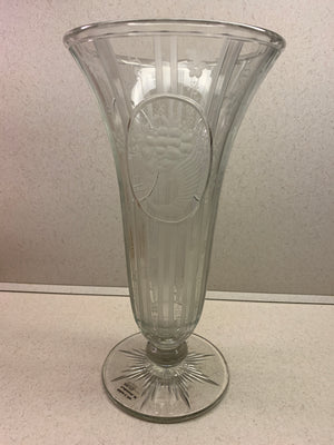 999172 Signed Hawks Tall Vase W/3 Engraved Basket Of Flowers - ReeceFurniture.com