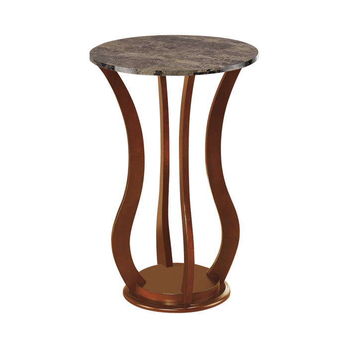 G900926 - Round Marble Top Accent Table - Brown
