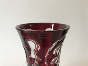 999640 Ruby over Crystal Glass with oval Cut & Round Cuts on the front with a cut circle around them,12 Cuts around the base & Star Cut on the bottom, Bohemian Glassware, Antique, - ReeceFurniture.com - Free Local Pick Ups: Frankenmuth, MI, Indianapolis, IN, Chicago Ridge, IL, and Detroit, MI