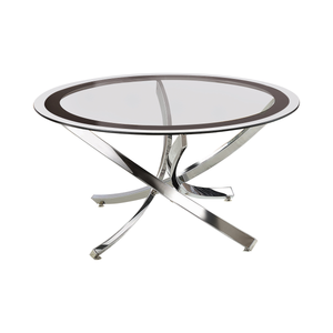 G702588 - Norwood Glass Top Occasional Table - Chrome And Black - ReeceFurniture.com