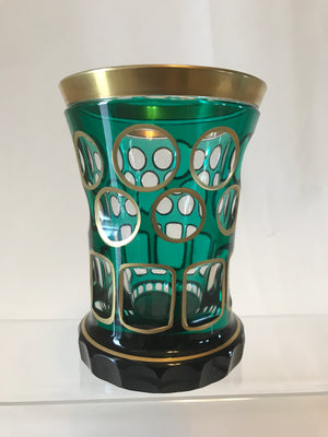 623051 Emerald Over Crystal Cut Glass W/ Gold Trim by Adolf Rasche - ReeceFurniture.com