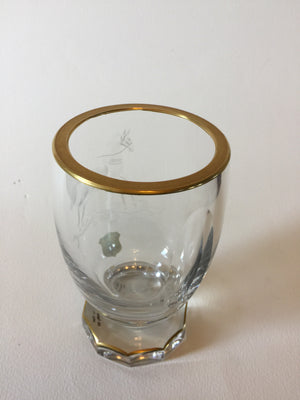 844012 Crystal Glass With Engraved Horse With Saddle, Ornate Engraving and 10 Flat Cuts On Base, Bohemian Glassware, Ernest Wittig, - ReeceFurniture.com - Free Local Pick Ups: Frankenmuth, MI, Indianapolis, IN, Chicago Ridge, IL, and Detroit, MI