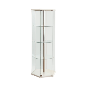 G950001 - 4-Shelf Hexagon Shaped Curio Cabinet - White And Clear - ReeceFurniture.com