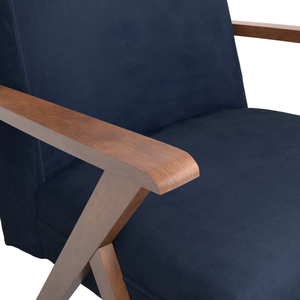 G905415 - Monrovia Wooden Arms Accent Chair - Dark Blue And Walnut - ReeceFurniture.com