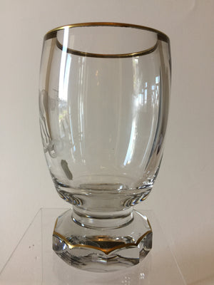 844012 Crystal Glass With Engraved Horse With Saddle, Ornate Engraving and 10 Flat Cuts On Base, Bohemian Glassware, Ernest Wittig, - ReeceFurniture.com - Free Local Pick Ups: Frankenmuth, MI, Indianapolis, IN, Chicago Ridge, IL, and Detroit, MI
