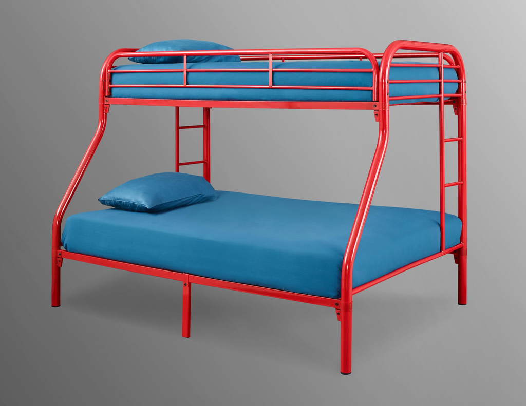 Palmer Red Twin Over Full Metal Bunk Bed - ReeceFurniture.com