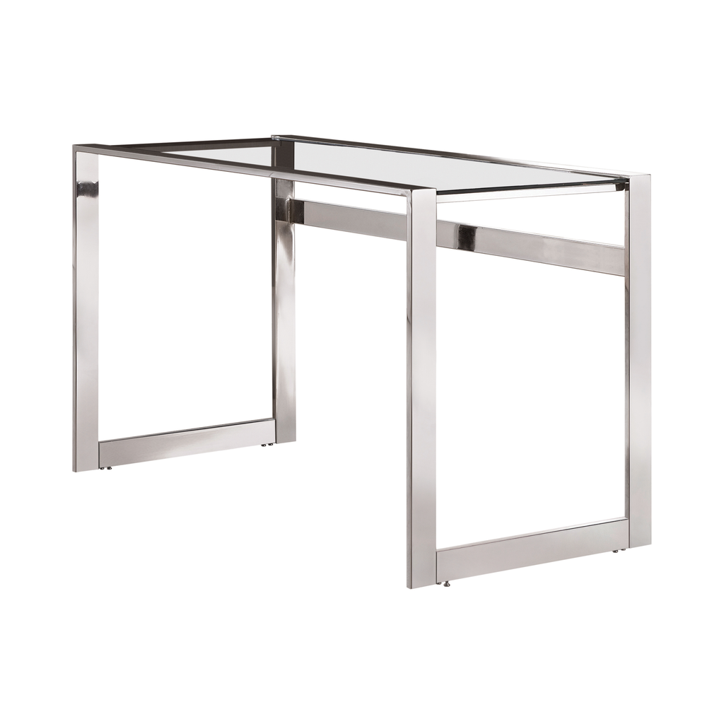 G800746 - Hader Glass Top Writing Desk - Chrome - ReeceFurniture.com