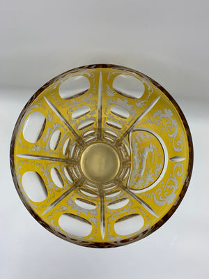 999215 Amber Flashed Vase W/Fancy Engraving & Deer In Cut Circle, 8 - ReeceFurniture.com