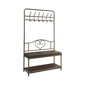 G900932 - Hall Tree With 6-Hook Dark - Walnut And Dark Bronze - ReeceFurniture.com