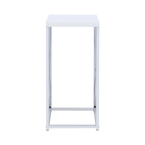 G930013 - Accent Table With X-Cross - Glossy White And Chrome - ReeceFurniture.com