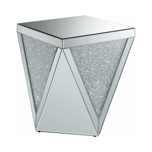 G722507 - Occasional Table With Triangle Detailing - Silver And Clear Mirror - ReeceFurniture.com