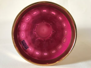 910415 Cranberry Overlay With 8 Sets Of Oval Round & Long Cuts, Painted Flowers - ReeceFurniture.com