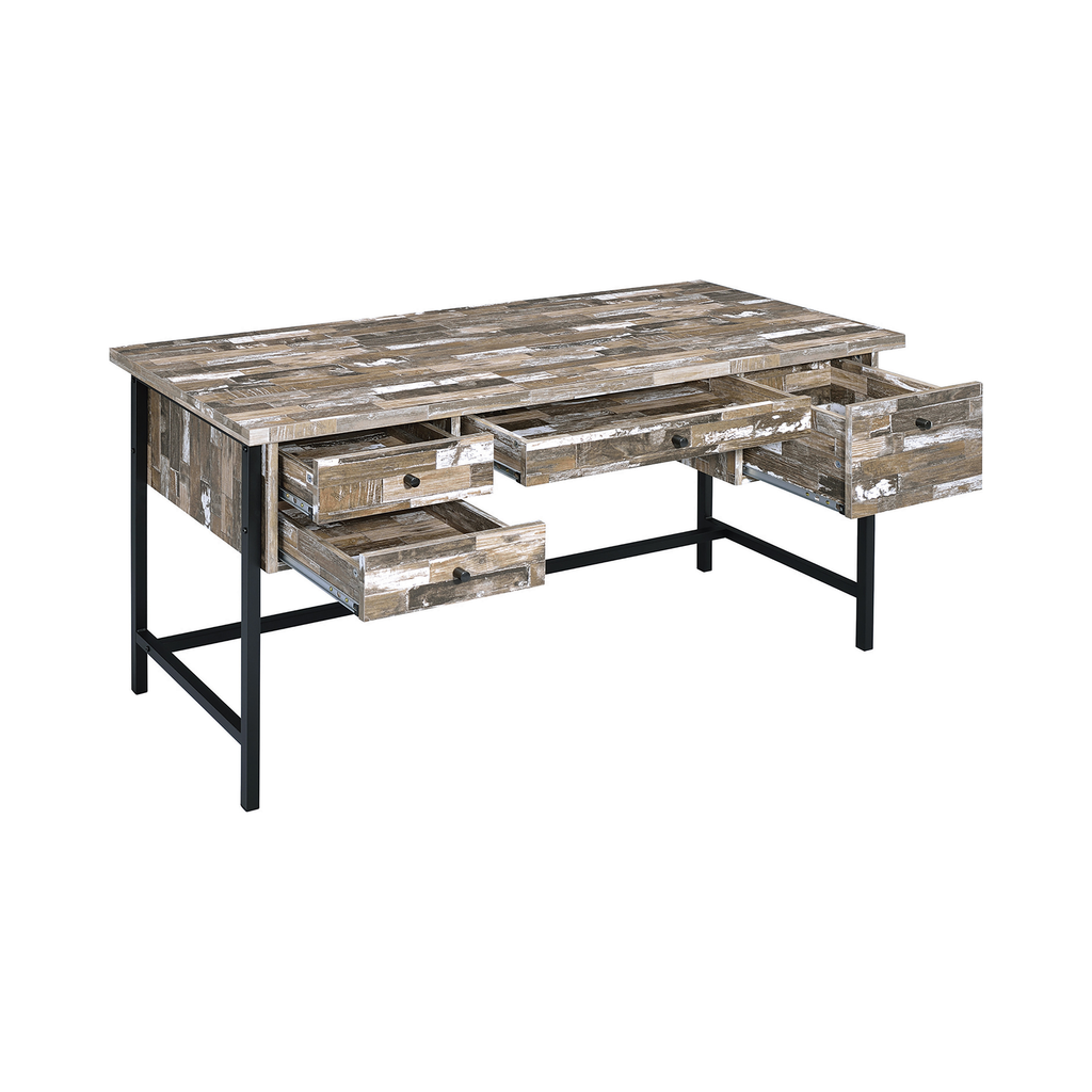 G801235 - Kemper 4-Drawer Writing Desk - Salvaged Cabin - ReeceFurniture.com