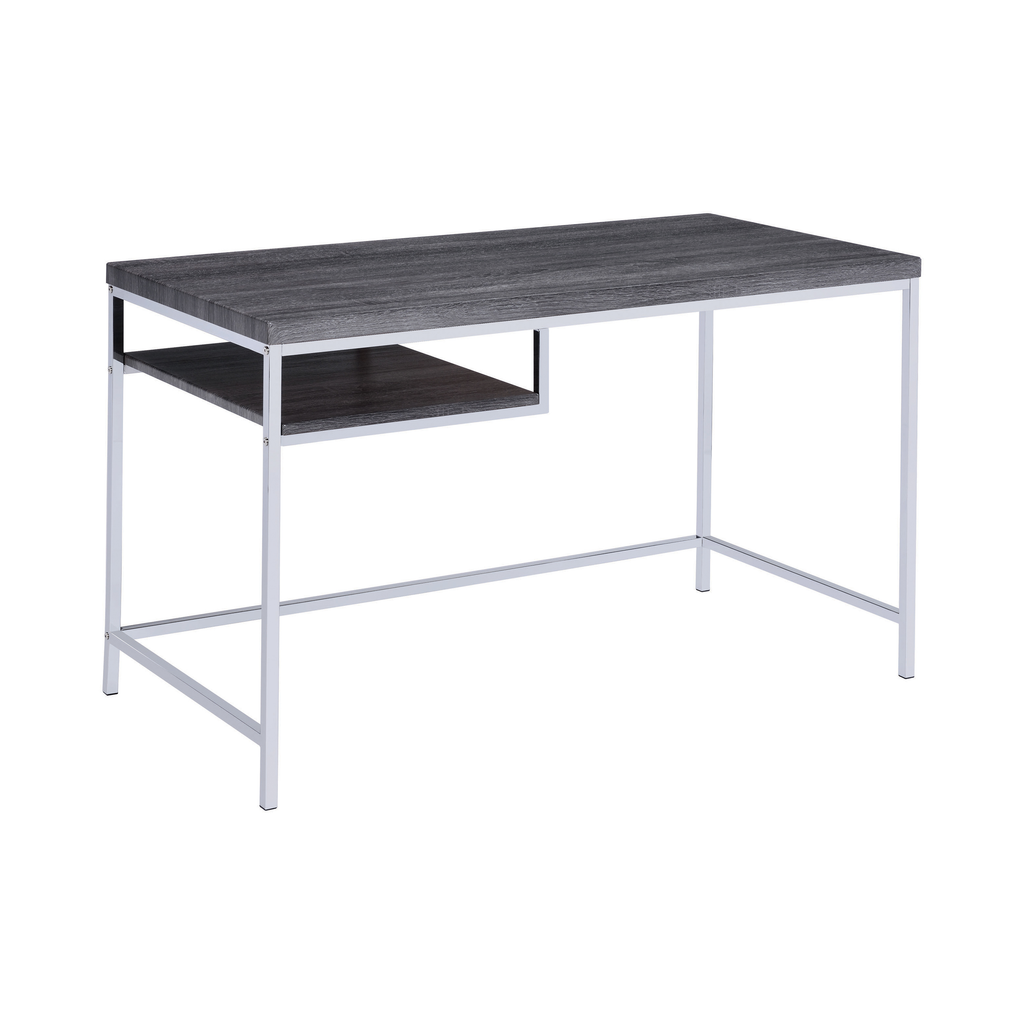 G801271 - Kravitz Rectangular Writing Desk - Weathered Grey And Chrome - ReeceFurniture.com