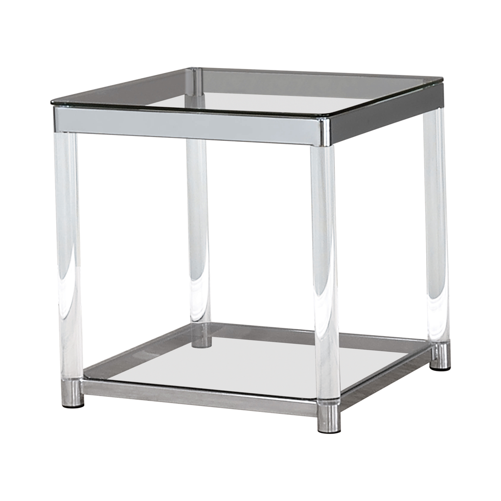 G720748 - Claude Occasional Table With Lower Shelf - Chrome And Clear - ReeceFurniture.com