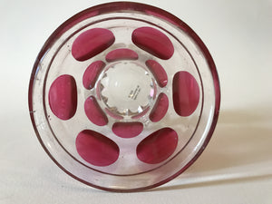 999635 Crystal Glass With 3 Rows Of 6 Each Cut Cranberry Flashed Circles, Heavy Cut Base, Bohemian Glassware, Antique, - ReeceFurniture.com - Free Local Pick Ups: Frankenmuth, MI, Indianapolis, IN, Chicago Ridge, IL, and Detroit, MI