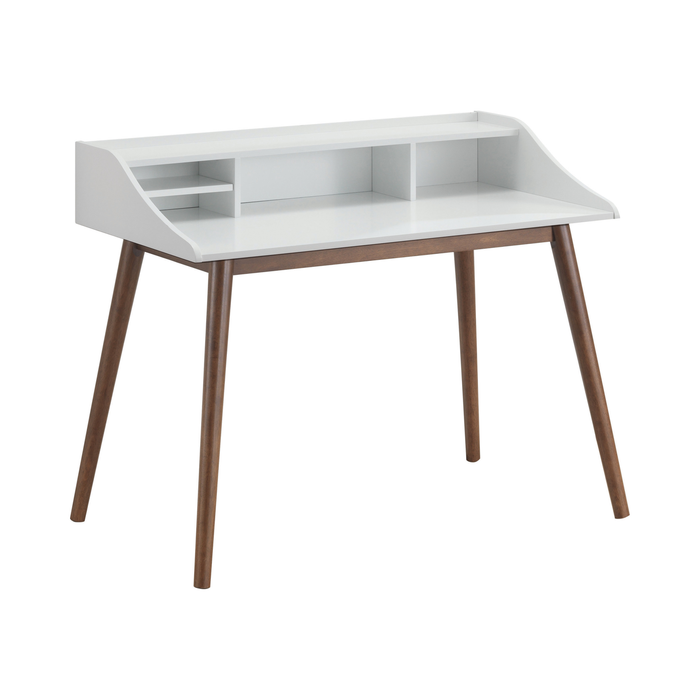 G804495 - Percy 4-Compartment Writing Desk - White And Walnut or Grey
