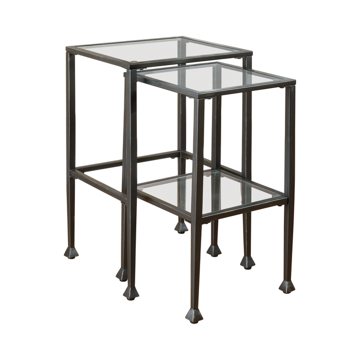 G901073 - 2-Piece Glass Top Nesting Tables - Black