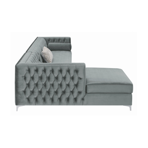 G508280 - Bellaire Button-Tufted Upholstered Sectional - Silver - ReeceFurniture.com