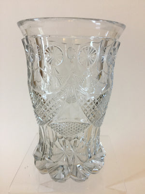 999350 Crystal Glass With 5 Draped Panels & 10 Pertruding Circles With Fancy Cuts, Bohemian Glassware, Antique, - ReeceFurniture.com - Free Local Pick Ups: Frankenmuth, MI, Indianapolis, IN, Chicago Ridge, IL, and Detroit, MI
