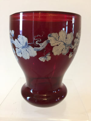 999326 Ruby Friendship Cup With White Painted Grapes & Leaves, Bohemian Glassware, Antique, - ReeceFurniture.com - Free Local Pick Ups: Frankenmuth, MI, Indianapolis, IN, Chicago Ridge, IL, and Detroit, MI