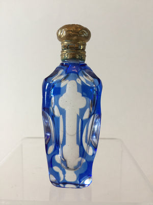 910399 Bohemian Glass Perfume Bottle with Brass Lid, Bohemian Glassware, Antique, - ReeceFurniture.com - Free Local Pick Ups: Frankenmuth, MI, Indianapolis, IN, Chicago Ridge, IL, and Detroit, MI