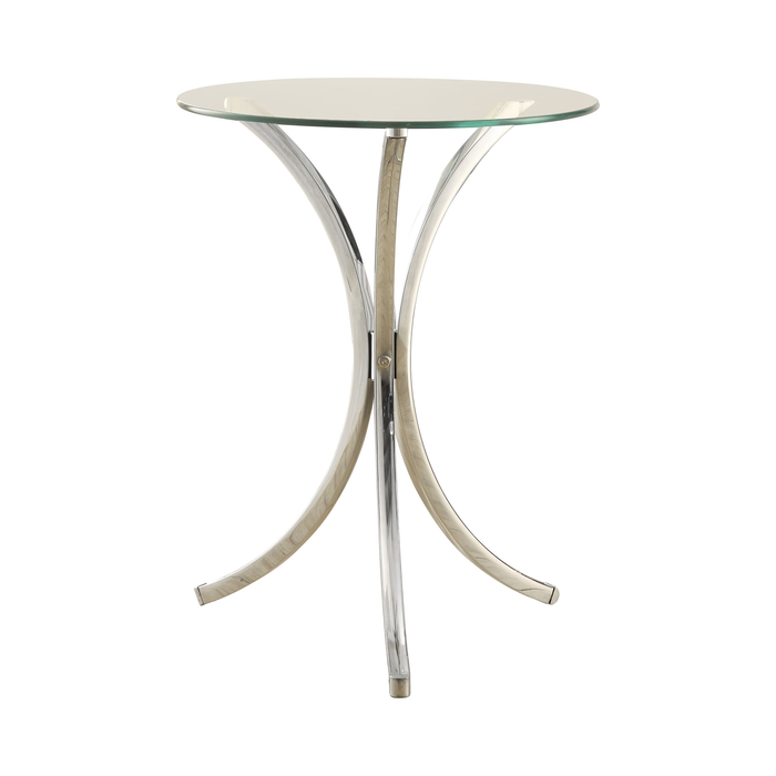 G902869 - Round Accent Table With Curved Legs - Chrome