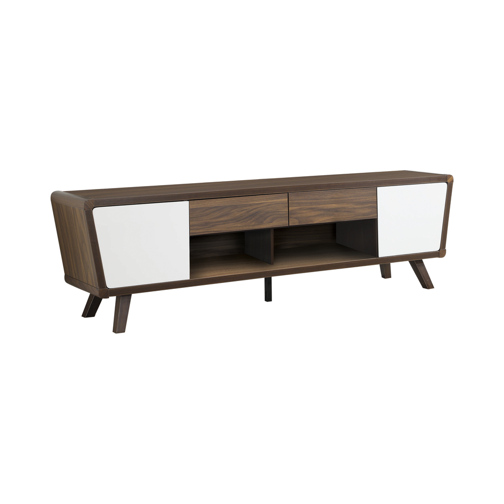 G700793 - 2-Drawer TV Console - Dark Walnut And Glossy White - ReeceFurniture.com