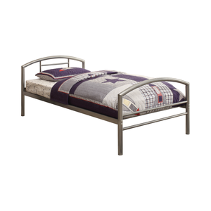 G400157 - Baines Twin Metal Bed With Arched Headboard - Black Or Silver - ReeceFurniture.com