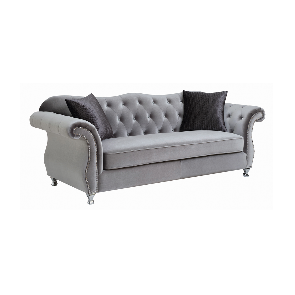 G551161 - Frostine Button Tufted Living Room - Silver - ReeceFurniture.com