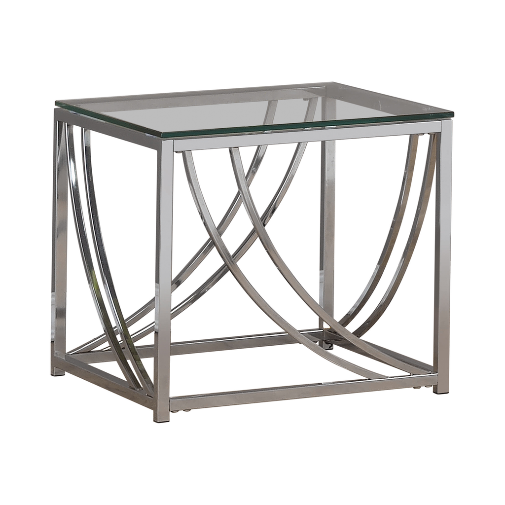 G720498 - Curves On The Base With Glass Top Occasional Table Accents - Chrome - ReeceFurniture.com