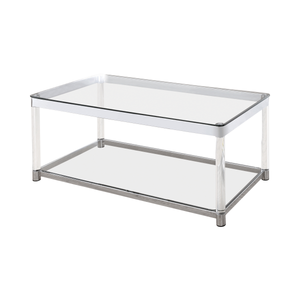 G720748 - Claude Occasional Table With Lower Shelf - Chrome And Clear - ReeceFurniture.com