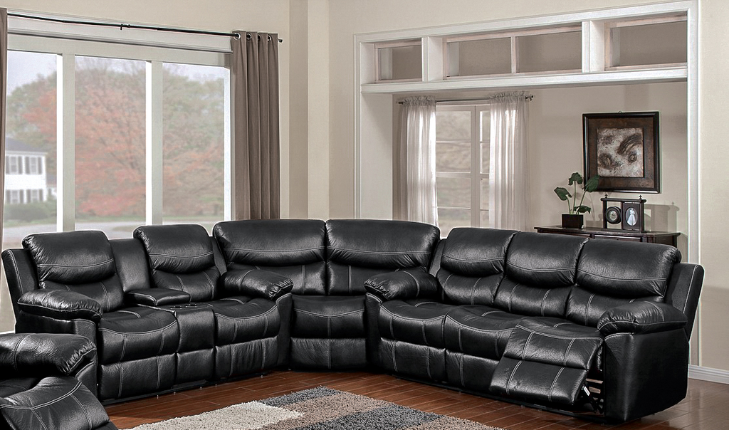66008 Champion Black 3 Piece Sectional - ReeceFurniture.com
