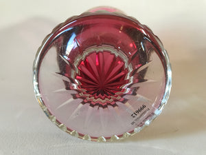 999612 Cranberry Cased On Crystal Stem, Fancy Cuts Around “Zum Andenken" - ReeceFurniture.com