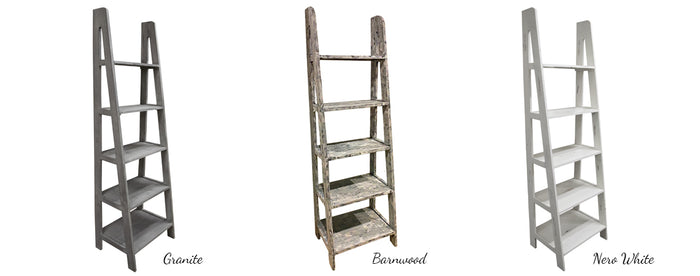 LAD Ladder Bookcase - Granite, Barnwood or Nero White