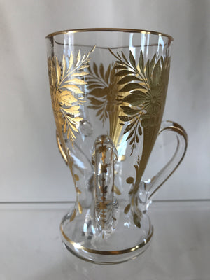 999557 3 Handle Crystal Glass W/ Engraved Flowers In Vases Filled With Gold - ReeceFurniture.com