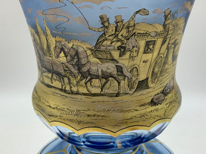 910711 Blue W/Gold Pntd Scene Of Stagecoach W/4 Horses & Trees Etc - ReeceFurniture.com
