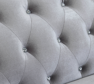 G551161 - Frostine Button Tufted Living Room - Silver - ReeceFurniture.com