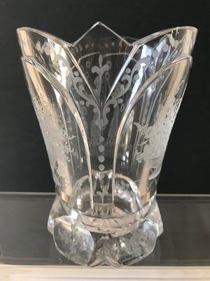 629125 Crystal Glass Engraved Panels, Lady & Basket Of Flowers, Cuts by Rimpler - ReeceFurniture.com