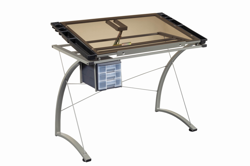 G800986 - Melo Drafting Desk With 3-Drawer - Champagne - ReeceFurniture.com