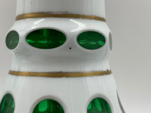 910213 Green Overlay Tall Thin Lamp W/Thin X, Round & Oval Cuts, Pn - ReeceFurniture.com