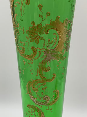 910373 Tall Green Vase W/8 Cut Feet & Long Cuts To Lower Part, Fanc - ReeceFurniture.com